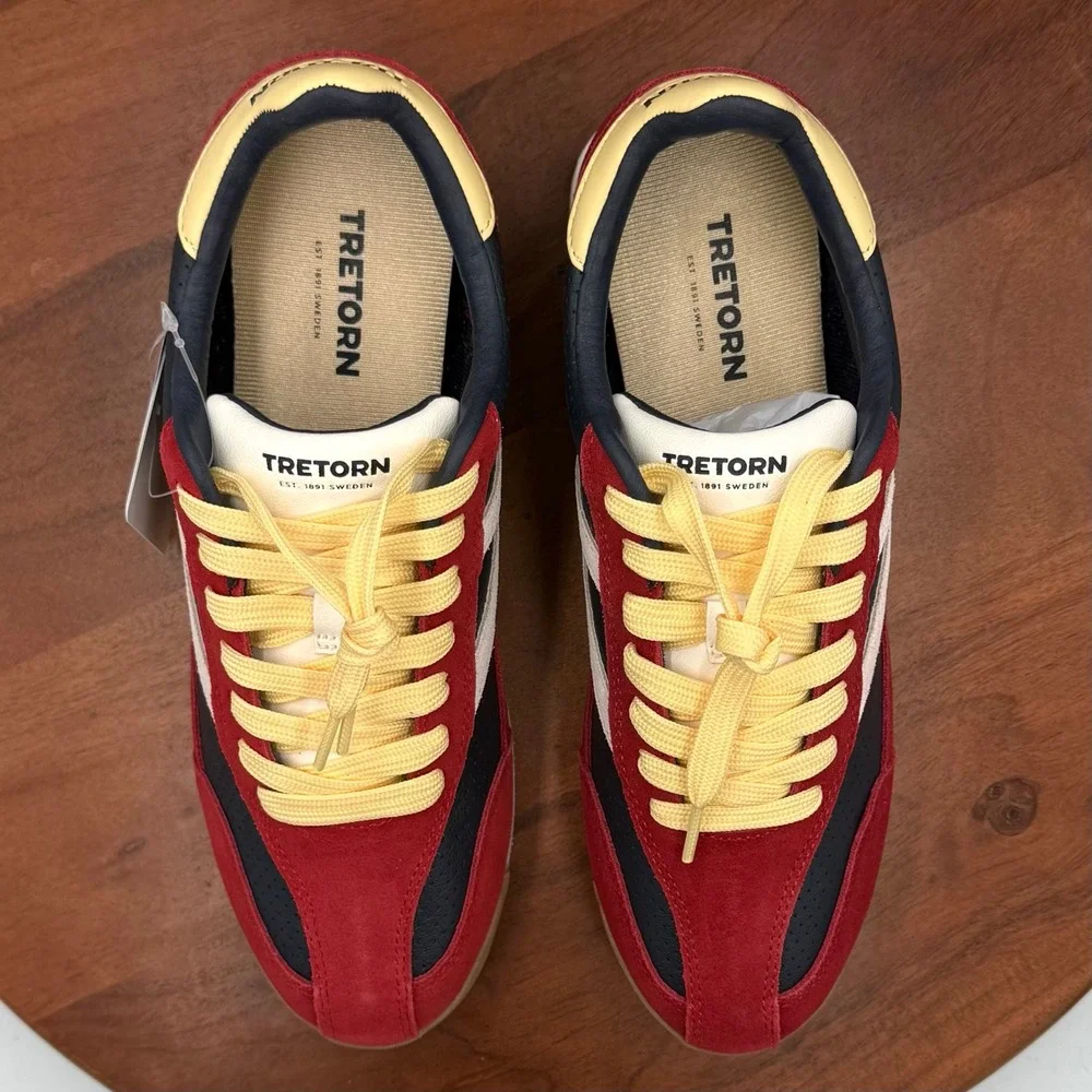 Tretorn Rawlins 2.0 Sneakers Colorblock Red Navy Yellow Retro Sporty Womens 9 - Picture 4 of 12